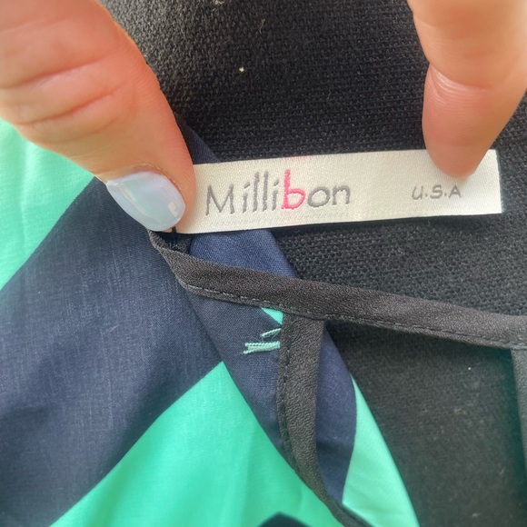 Teal & navy chevron dress. Sz L ladies - Picture 3 of 6